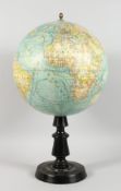 A GOOD FORESTERS GLOBE, 12-inch, on a turned wooden stand.