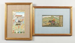 TWO FRAMED ISLAMIC PICTURES, Deer Hunt and Homage.