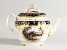A CHAMBERLAIN WORCESTER RARE TEAPOT AND COVER painted with named scenes, two of Worcester, Near