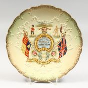 A SOUTH AFRICAN COMMEMORATIVE PLATE, 1899. 9ins diameter.