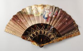 A 19TH CENTURY FRENCH TORTOISESHELL FAN.