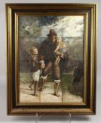 AFTER JOSEPH ISRAELS (MADE IN BONN) A SET OF TWELVE SQUARE TILES, forming a picture of a man and two