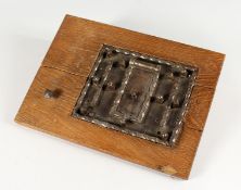 A 17TH CENTURY IRON STRONG BOX OR 'ARMADA' CHEST ESCUTCHEON, PROBABLY GERMAN, the keyhole with