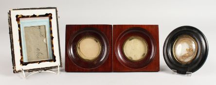 FOUR VARIOUS PORTRAIT MINIATURE FRAMES.