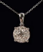 A GOOD 18K GOLD AND DIAMOND PENDANT ON CHAIN.