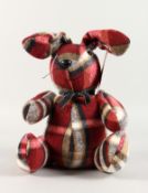 A TARTAN RABBIT DOOR STOP.