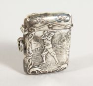 A SILVER GOLFING VESTA.