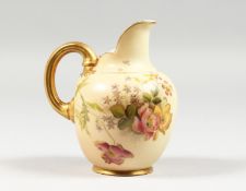 A ROYAL WORCESTER BLUSH IVORY JUG painted with roses, highlighted with gilding date code for 1903
