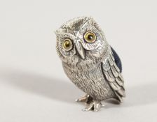 A CAST SILVER OWL PIN CUSHION.