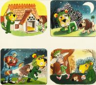 BILL MEVIN (1922-2019) FOUR SCENES, PARSLEY THE LION. 11ins x 11.5ins.