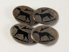 A PAIR OF STERLING SILVER DOG CUFFLINKS.