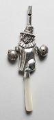 A SILVER MR PUNCH NOVELTY RATTLE.