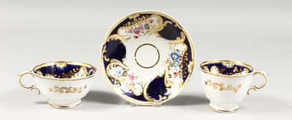 A WORCESTER GRAINGERS LEE AND CO. TRIO painted with flowers.