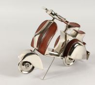 A PLATED AND LEATHER VESPA. 11ins long.