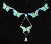A SILVER AND ENAMEL BUTTERFLY NECKLACE.