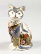 A ROYAL CROWN DERBY FIRESIDE CAT PAPERWEIGHT limited edition of 950. Made for Peter Jones Wakefield,