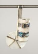 A SILVER AND MOTHER-OF-PEARL PENDANT.