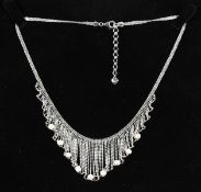 A FINE SILVER AND PEARL NECKLACE.