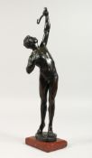 H. GLADENBECK & SOHN (BERLIN) A STANDING NUDE holding a bow. Signed. 14ins high, on a marble base.