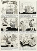 BILL MEVIN (1922-2019) SIX SCENES, STRONG MAN. 16ins x 12ins.