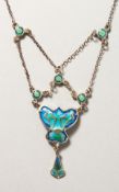 A SILVER AND ENAMEL ART NOUVEAU STYLE NECKLACE.