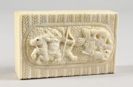 A CARVED BONE CHINESE BOX.