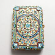 A GOOD RUSSIAN SILVER AND ENAMEL CIGARETTE CASE. 5ins x 3.5ins.