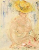 Attributed to Walter John Beauvais (1942-1988), Study of a seated female nude, oil on panel, 10