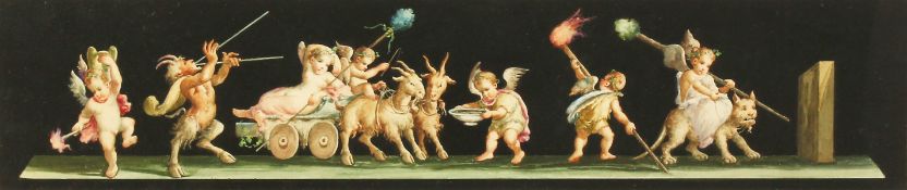 V. Bosogna, 19th century Italian school, cherubs riding a goat drawn chariot, being accompanied by