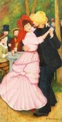 N. Alexander (20th century), A continental scene of a man and woman dancing in a park, oil on board,
