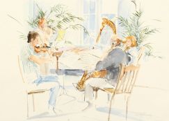 Lesley Fotherby (b. 1946), 'Quartet with Palms', watercolour, signed, Provenance: Chris Beetles