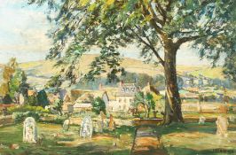 Emily Beatrice Bland (1864-1951) British, View of a town with hills beyond, oil on canvas, signed,