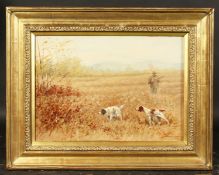 A. Frost, continental school, (c.1920), A scene of a hunter with two pointers, oil on canvas,