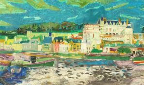 Roger Bezombes (1913-1994) French, 'Amboise', (Loire Valley), showing the town with Chateau d'