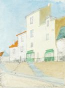 Porcheron (early 20th century) French, Houses on a promenade, watercolour, signed and inscribed '