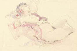 Early 20th century, A study of a reclining nude, watercolour, 12