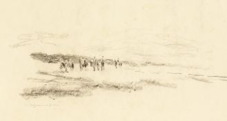 Max Mayrshoffer (1875-1950) German, A collection of three landscapes with figures, Charcoal,