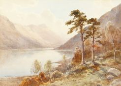 Edward Arden Tucker (1847-1910) British, a view of a hillside lake with mountains beyond,