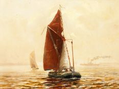 A.W. Higham (20th century), A sailing scene, oil on board, signed, dated 1917, 9
