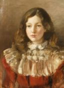 H. Ketchley (19th/20th century), A bust-length portrait of a girl in a fur shawl, oil on canvas, 24