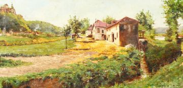 Alfred Justin Blondeau (b. 1850) French, A pair of scenes of French country landscapes, one on