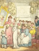 After Thomas Rowlandson (1756-1827) British, ' A Bonnet Shop', hand coloured etching, unframed,