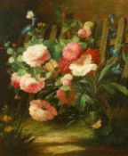 William Larson (20th century/21st century) A study of wildflowers and butterflies, oil on panel,