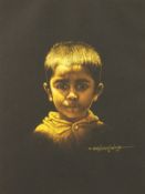 Esperanza Martinez (1934-1998) Mexican, bust length study of a boy and agirl, a pair, mixed media,