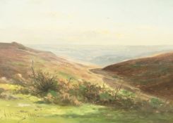 Georgina Martha de L'Aubiniere (1848-1930) British, A Country landscape with hills beyond, oil on