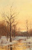Yuri Krasilnikov, Russian, 'Winter Light', signed oil on board, 13.35
