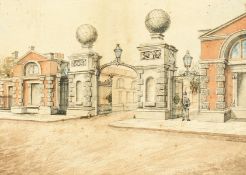 Early 20th century British school, A pair of street scenes depicting London architecture,