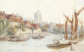 Warren Williams (1863-1941) British. A view of Maidstone from the river, watercolour, signed, 10