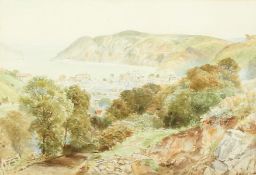 Ebenezer week Cook (1843-1926) British, A view of Lynton with a coastal landscape beyond,