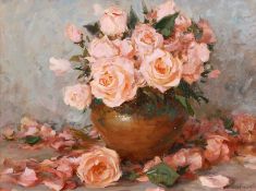 Sergei Sviridov (b.1964) Russian, 'Pink Roses', oil on board, 13